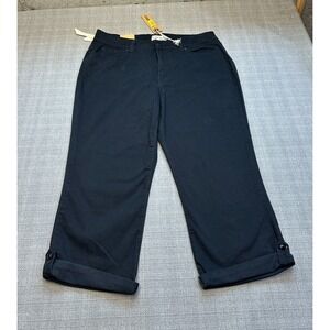 Code Bleu Soleil Black Wide Leg Cropped Pants 12 NWT Stretch Casual‎ Travel